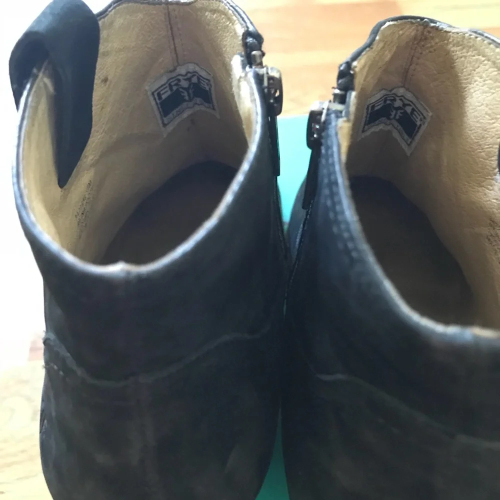 Frye Black Suede Ankle Booties